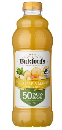 Bickfords Pine Mango 50% Less Sugar Drink 6 x 1 litre* (BOX)
