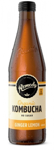 Remedy Ginger & Lemon Kombucha 330ml x 12 Glass Bottle* (BOX)